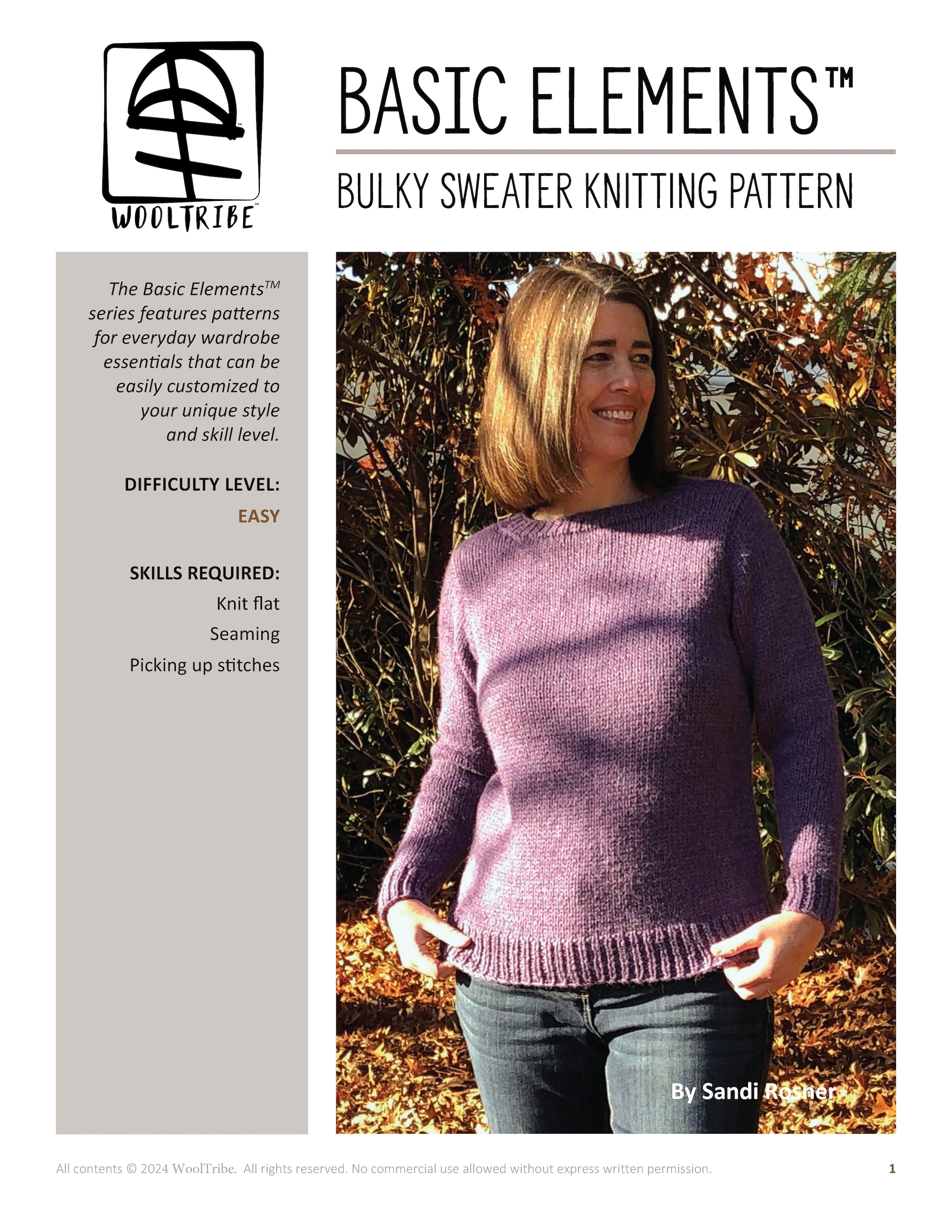 Patterns-Basic Elements™ Sweater Knitting Pattern - BULKY-WOOLTRIBE